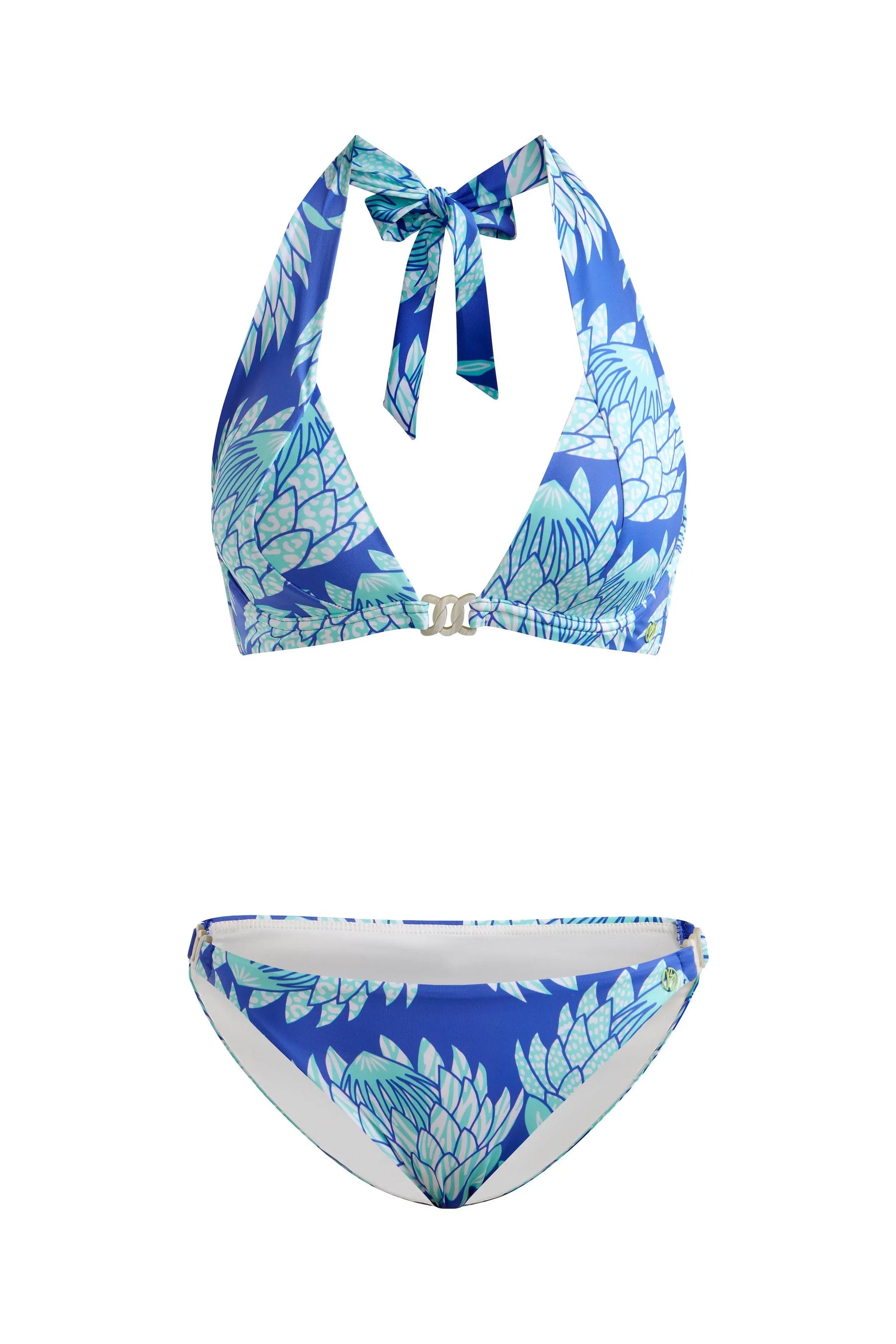 Halter Bikini Classic Brief Blue Protea