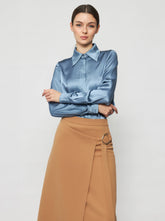 Solgo Pleated Silk Charmeuse Shirt