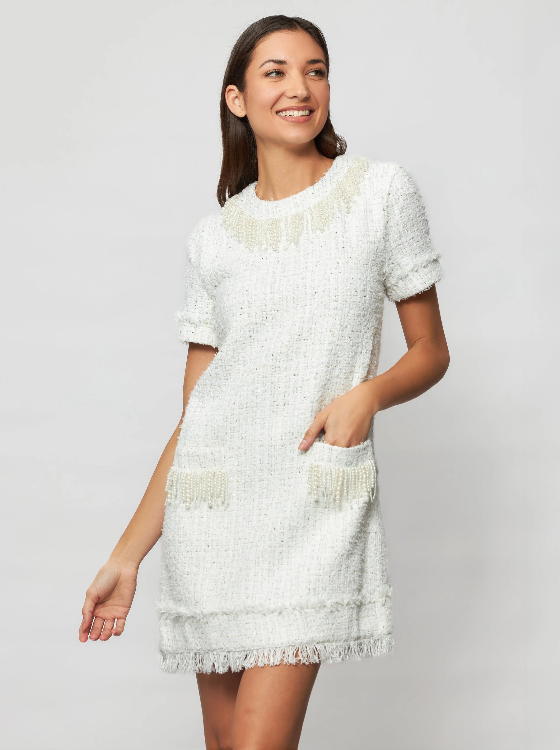 Tia Tweed Bouclé Sheath Mini Dress