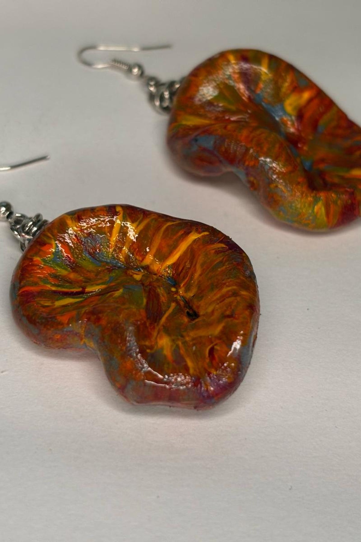 Brit Ceramic Earrings - Earth Tones With Multi-color Glaze