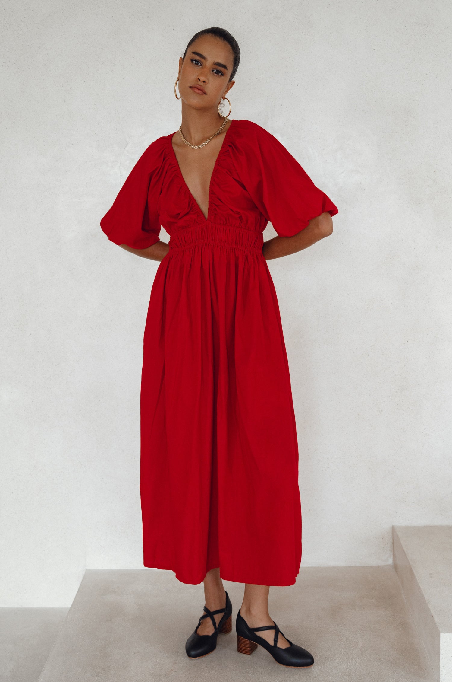 Kezas Cotton Maxi Dress - Red