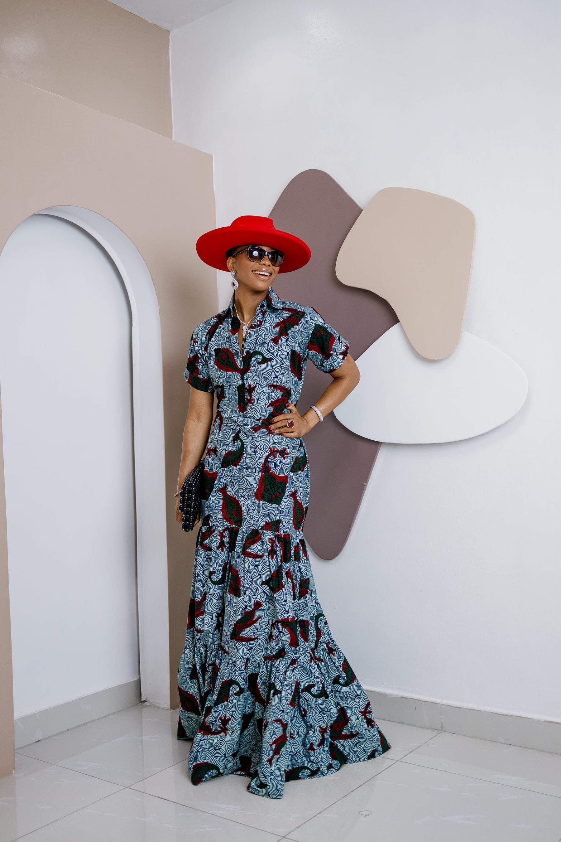 Adegboloja Kaftan Maxi Dress – Handmade African Ankara Elegance
