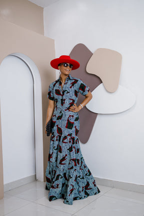 Adegboloja Kaftan Maxi Dress – Handmade African Ankara Elegance