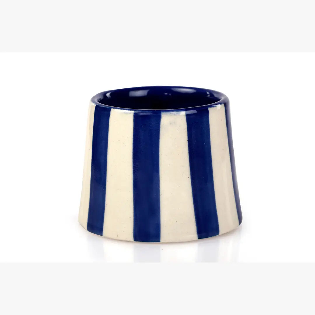 Ceramic Stripe  Coffee cup- Dark Blue  220ml (Set of 2)