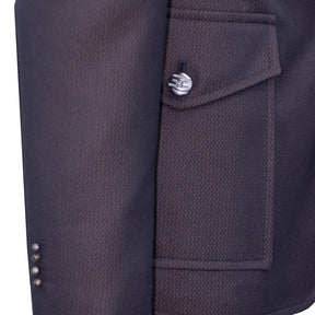 Brown Blazer with Dotted Fabric and Suede Details