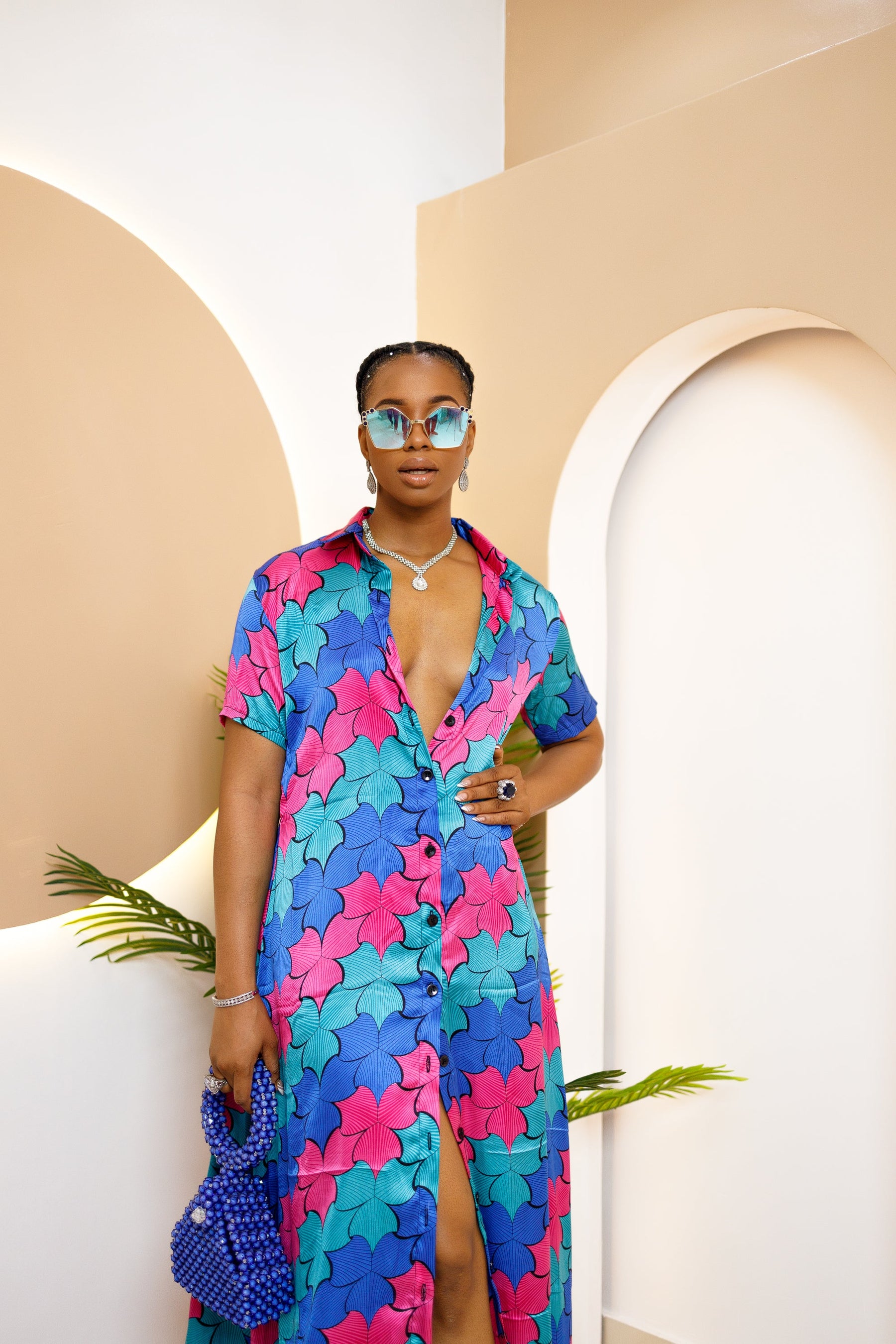 Nkeada Silk Ankara Kaftan