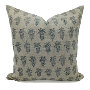 Handcrafted Thick Linen Block Print Cushion Cover -Khajur Butta