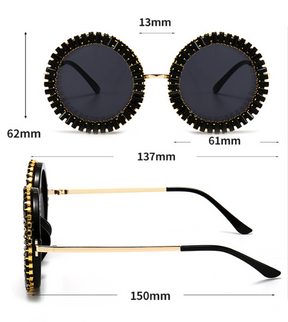 Luxury Brand Designer Round Diamond Sunglasses Women Fashion Vintage Party Travel Steampunk Sun Glasses Sexy Ladies Shades UV400