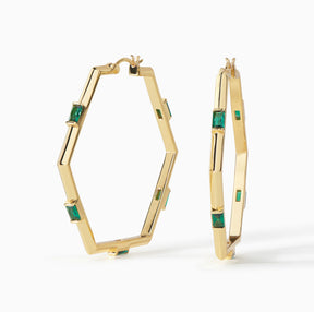 The Claire Hexagon Hoop Earrings - Large