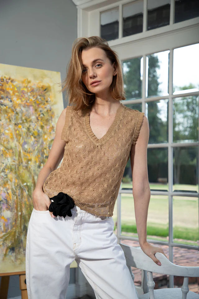 Camel Crochet Cotton Top