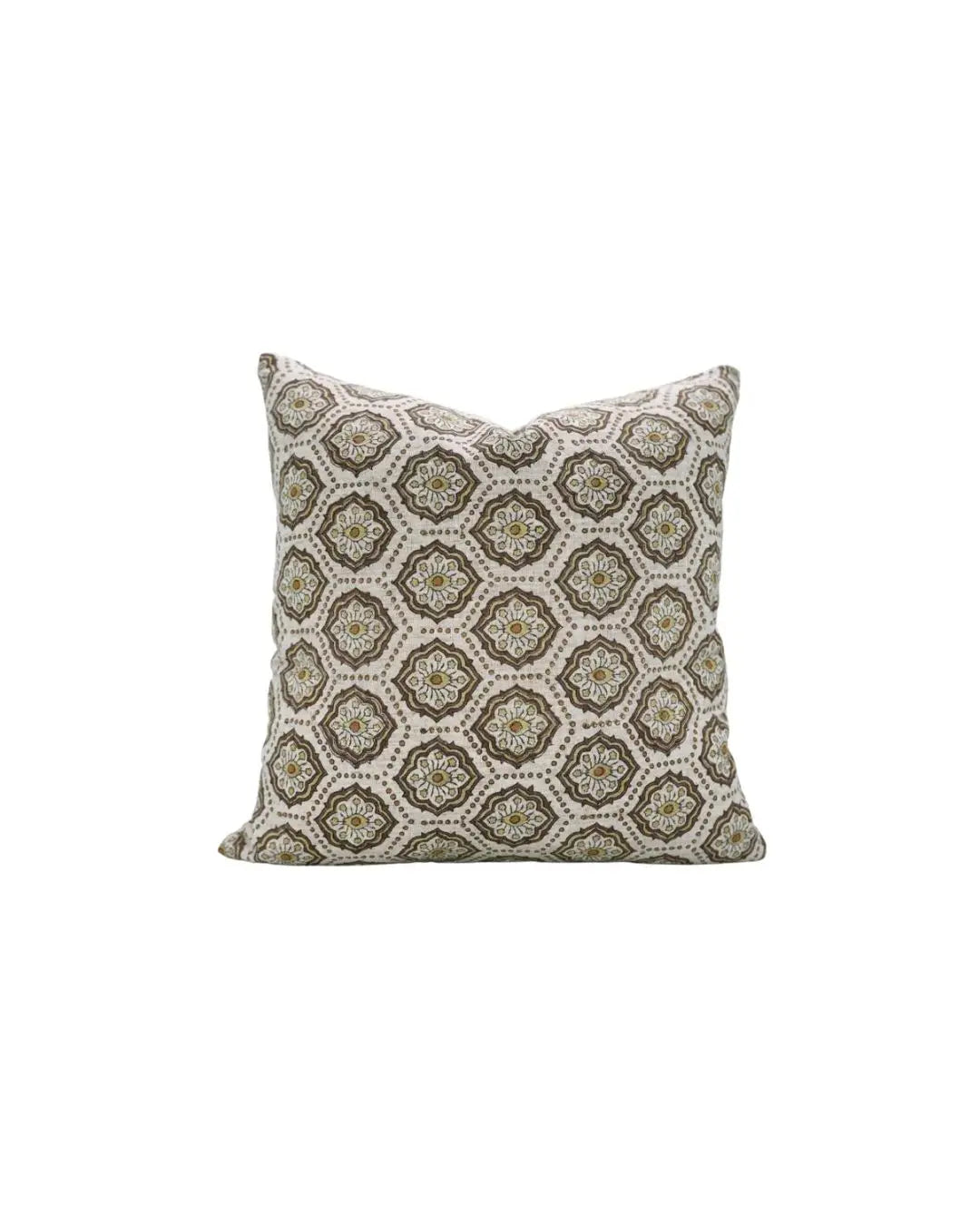 Bohemian Hand Block Desgin Viscose Linen Cushion Cover - Charkha