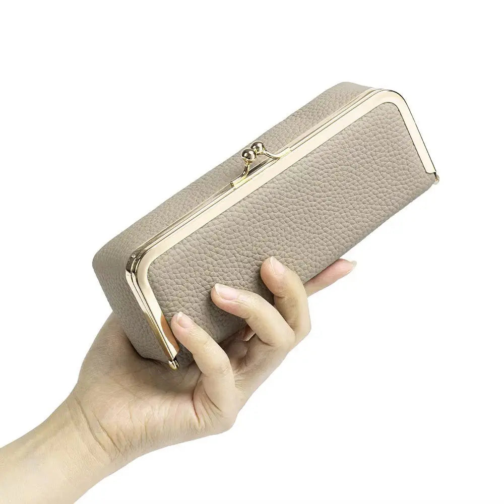 Luxury Genuine Leather Kiss-Lock Makeup & Accessories Case