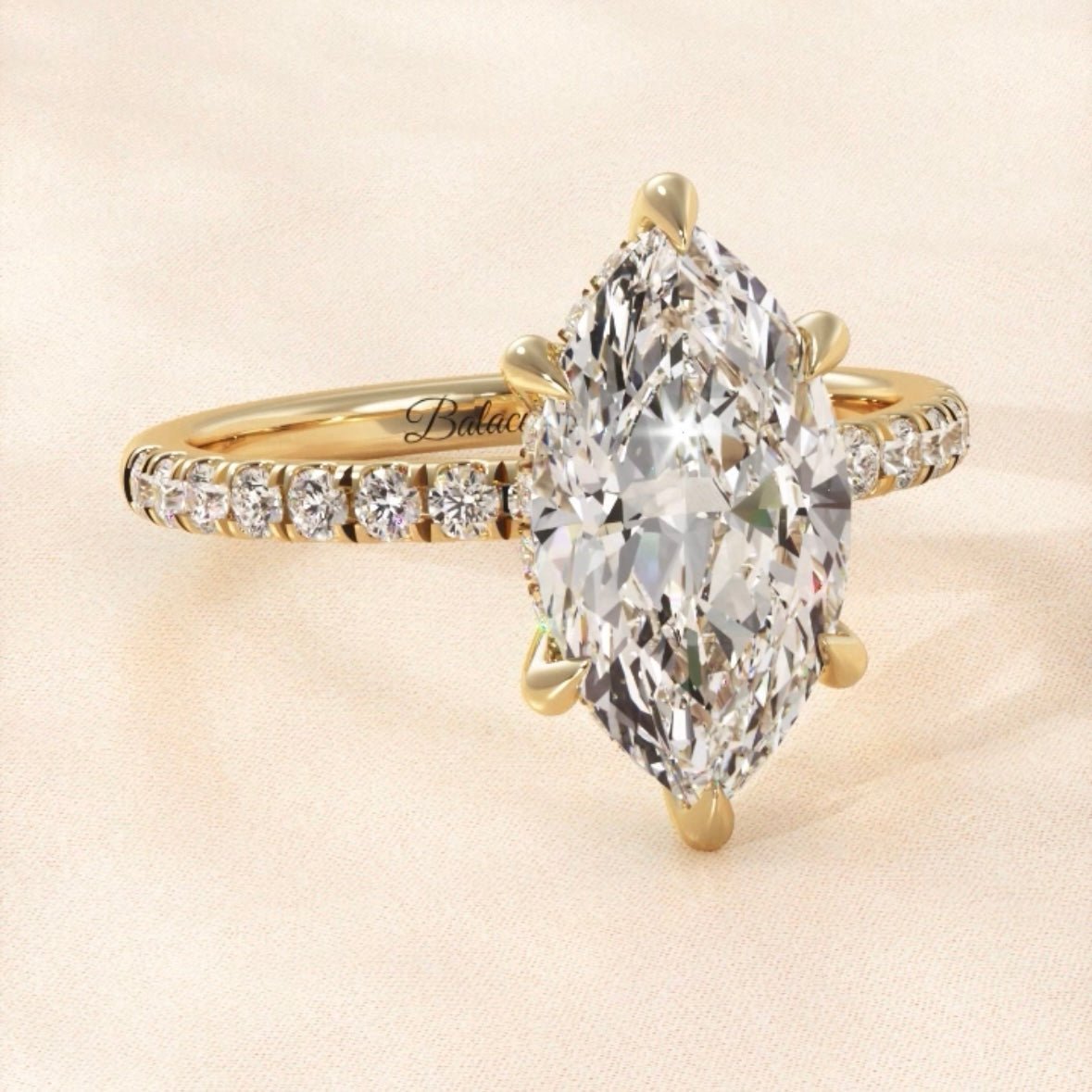 Marquise Diamond Hidden Halo Engagement Ring