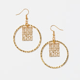 Gold Square Hammered Hoop Earrings