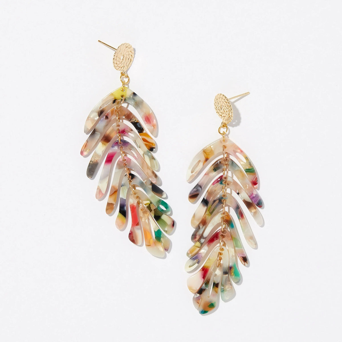 Multi Color Monstera Earrings