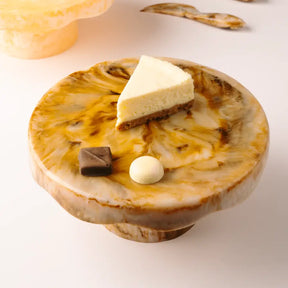 Scallop Resin Cake stand, Brown  - 9.5x4.5 Inches