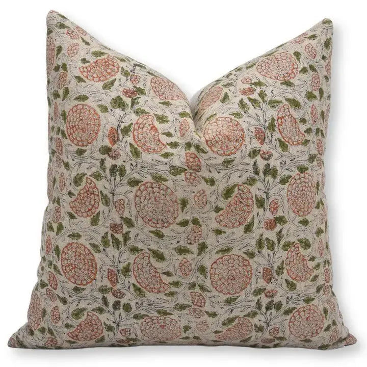 Decorative Block Print Thick Linen Cushion Cover-Karwachauth