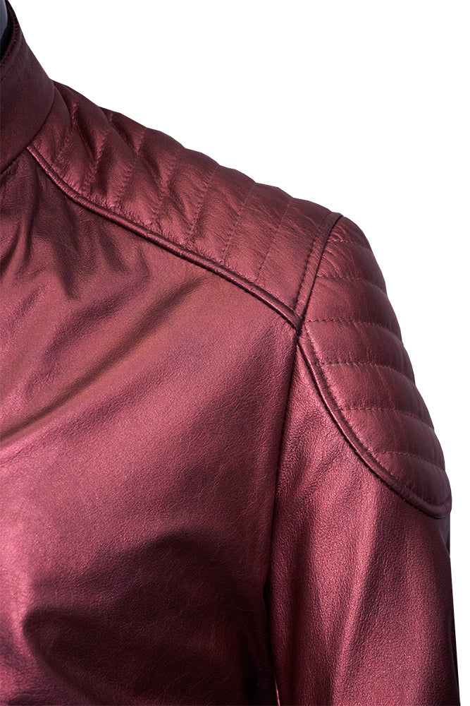 Metallic Leather Jacket in a Timeless Classic Cut