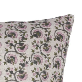 Decorative Hand-Carved Hand Block Printed Design Pure Linen Pillow Cover- Gul Naaz