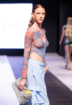 Sunset Mesh Bodysuit + Ocean Breeze Chiffon Pant Set