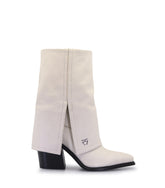 Chic Off-White Western Booties Plams