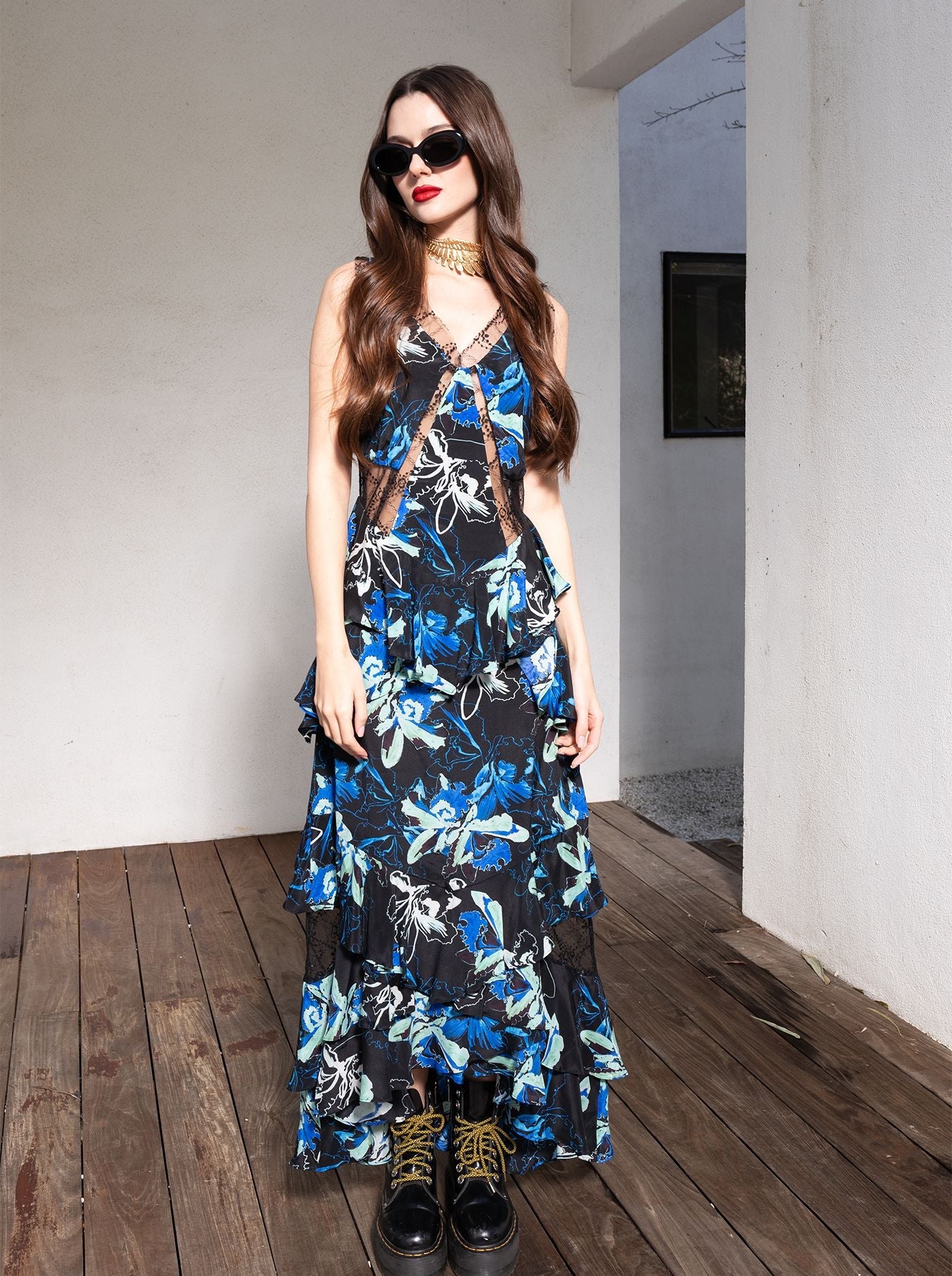Alexa Orchid Silk Maxi Dress