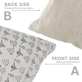 Accent Handmade Block Print Pure Linen Pillow Cover  - Hastkala