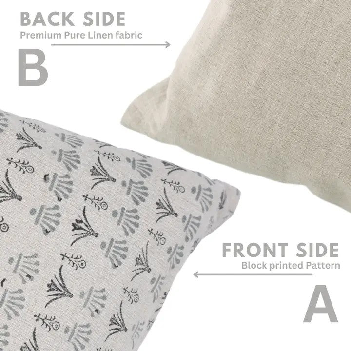 Accent Handmade Block Print Pure Linen Pillow Cover  - Hastkala