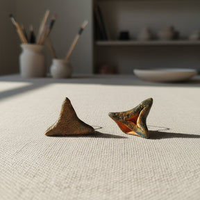 Wii Sculptural Earrings - Matte Steel (triangular/boat Geometry)