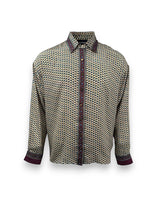 Embossed Botanic Long Sleeve Crepe Shirt - Forest Plum