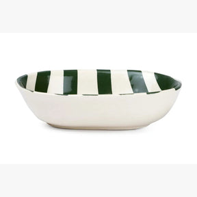 Ceramic stripe Bowl, Olive Green  7x5x2 Inches (Set of 4)
