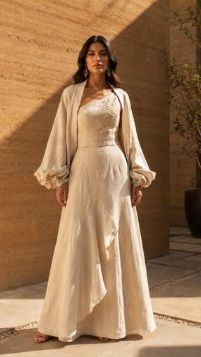 RAICES - Asymmetrical Linen Set with Ancestral Intervention