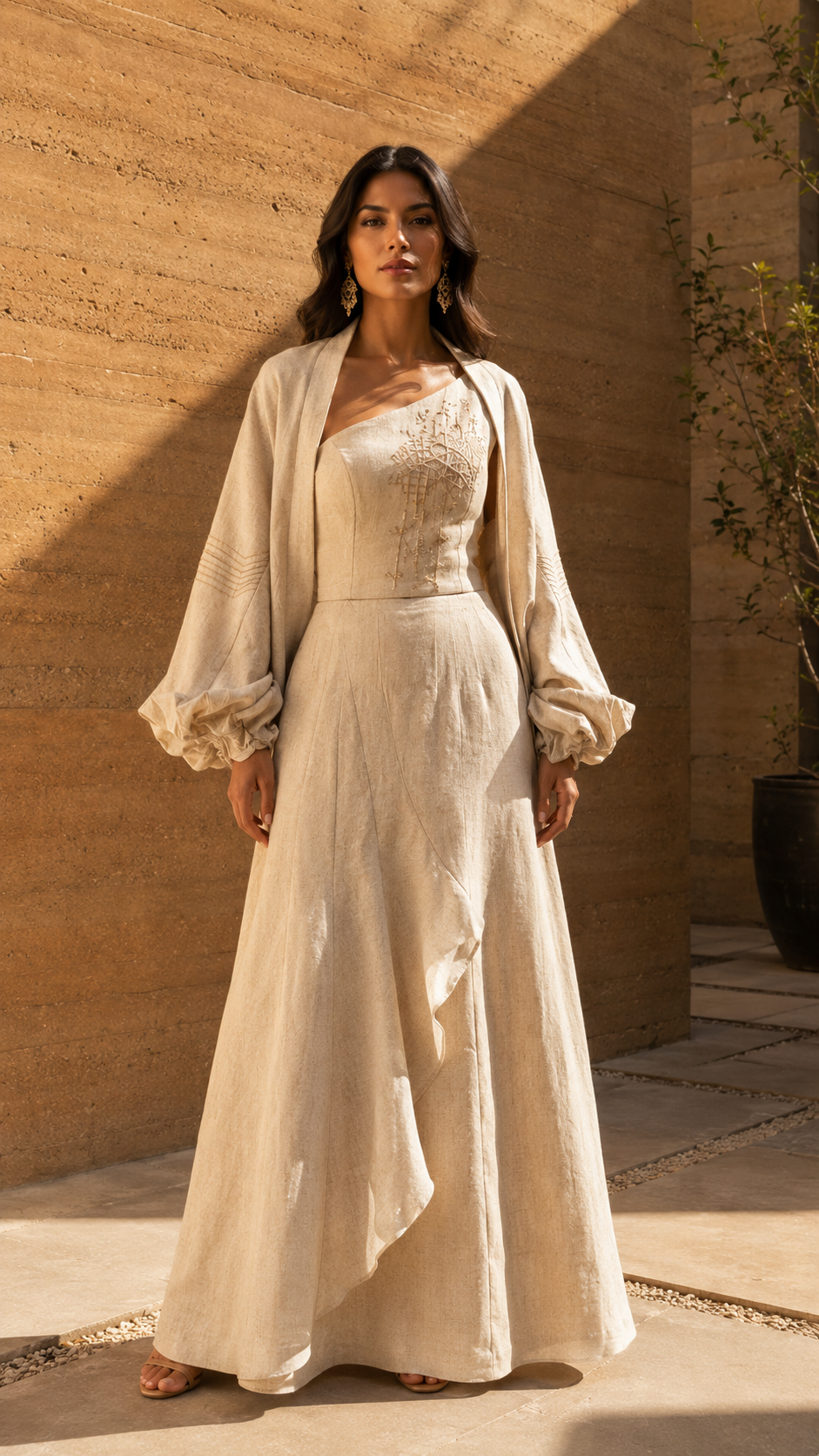 RAICES - Asymmetrical Linen Set with Ancestral Intervention