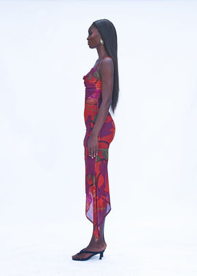 CHAY MESH DRESS  - ORANGE CALA