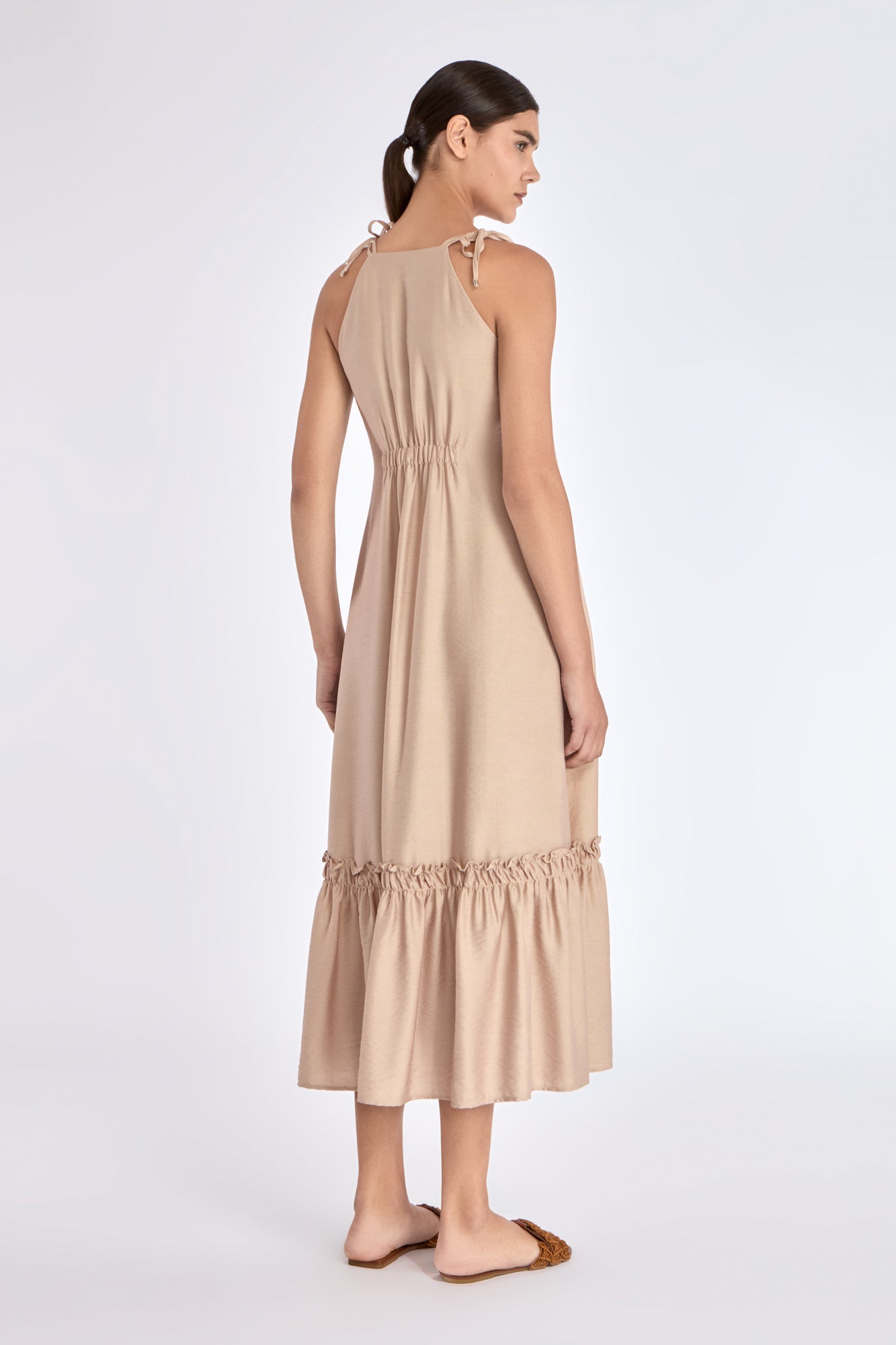 Blake Ruffle Detail Maxi Dress | Nude