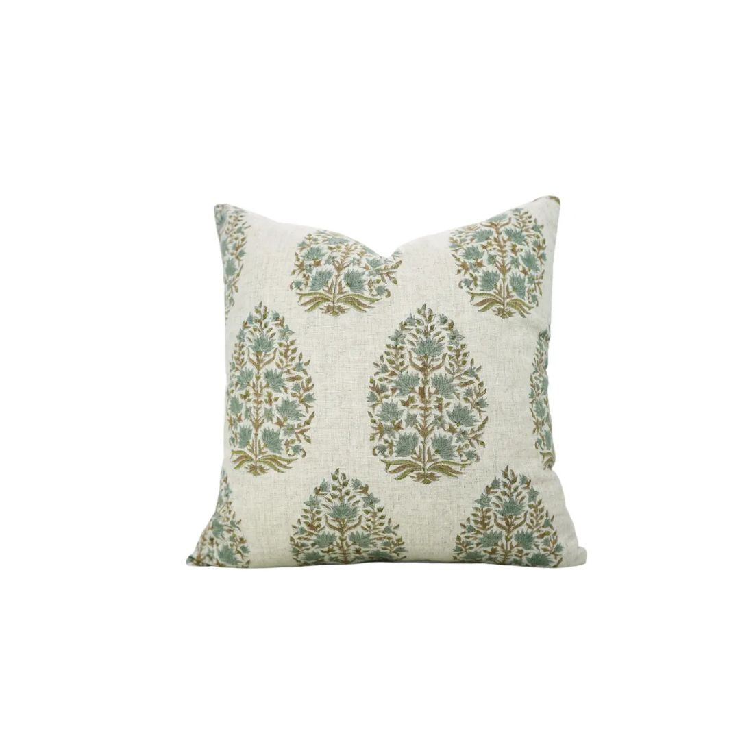 Decorative Hand Made Block Print Viscose Linen Pillow Cover - Kumud