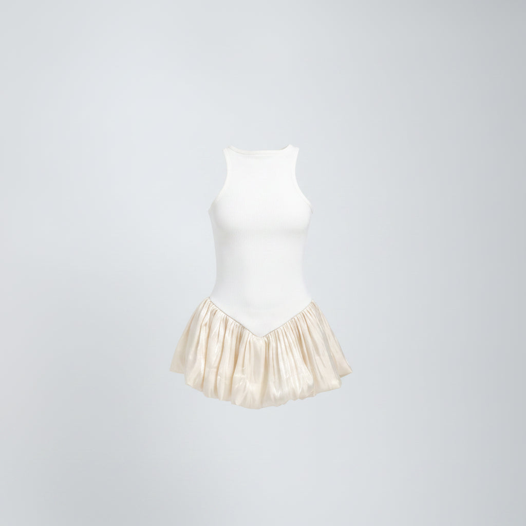 Suna White Satin Peplum Top