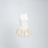 Suna White Satin Peplum Top