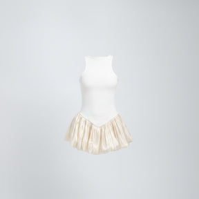 Suna White Satin Peplum Top