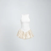 Suna White Satin Peplum Top
