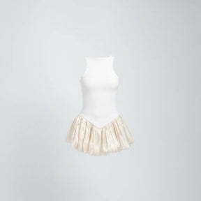 Suna White Satin Peplum Top