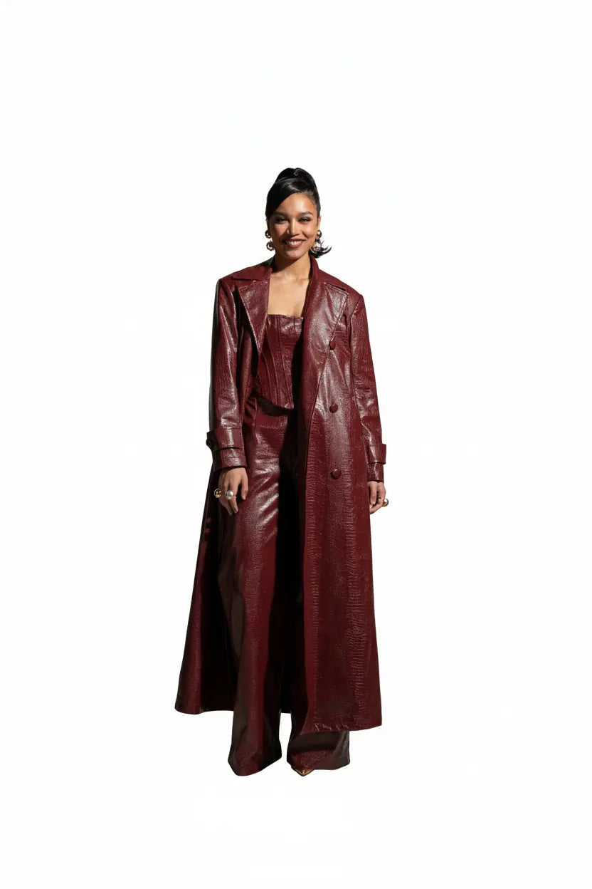 Ono Faux Leather Trench jacket