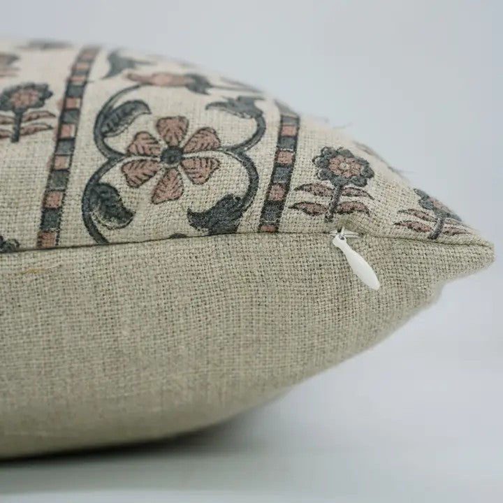Boho Block Print Thick Linen Cushion Cover - Anamika Border