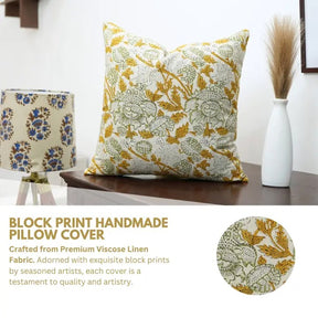 Unique Hand Block Print Viscose Linen Pillow Cover- Aakash