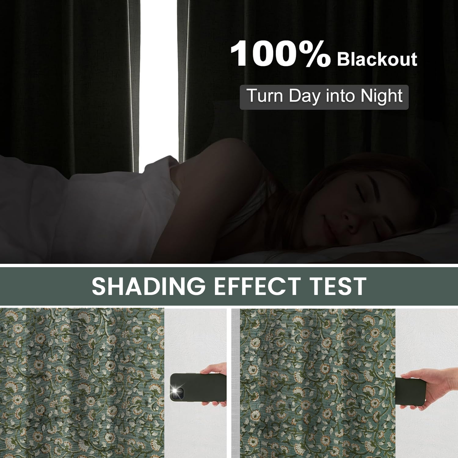 Hand Block Printed Pure Linen Pleated Curtain -himachal