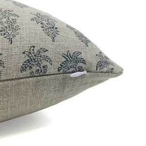 Handcrafted Thick Linen Block Print Cushion Cover -Khajur Butta