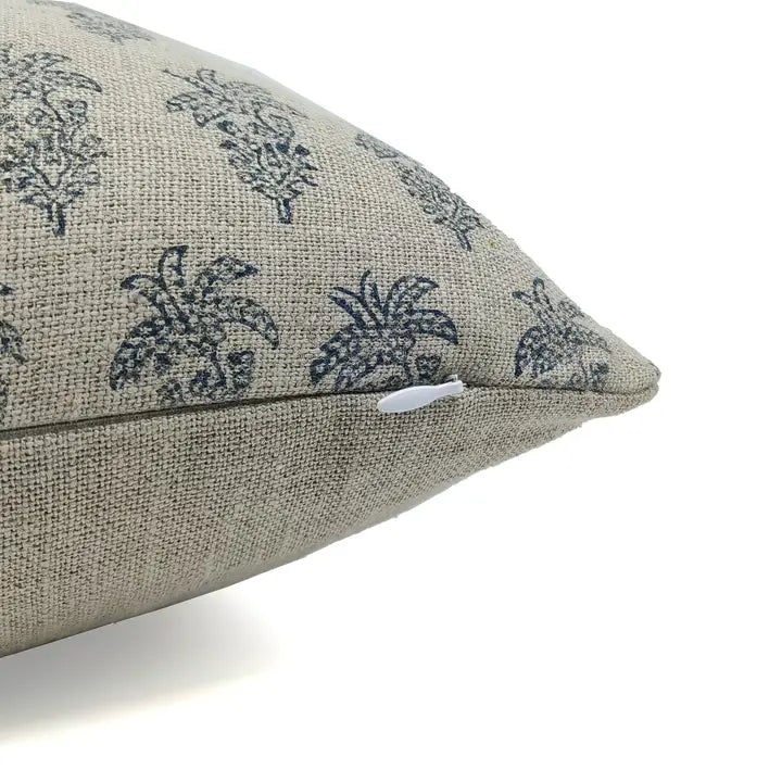 Handcrafted Thick Linen Block Print Cushion Cover -Khajur Butta