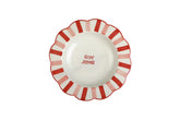 Ceramic Bon Appétit Striped Salad Plate,  Rose Red - 8.25 x 8.25 x 1.25 Inches