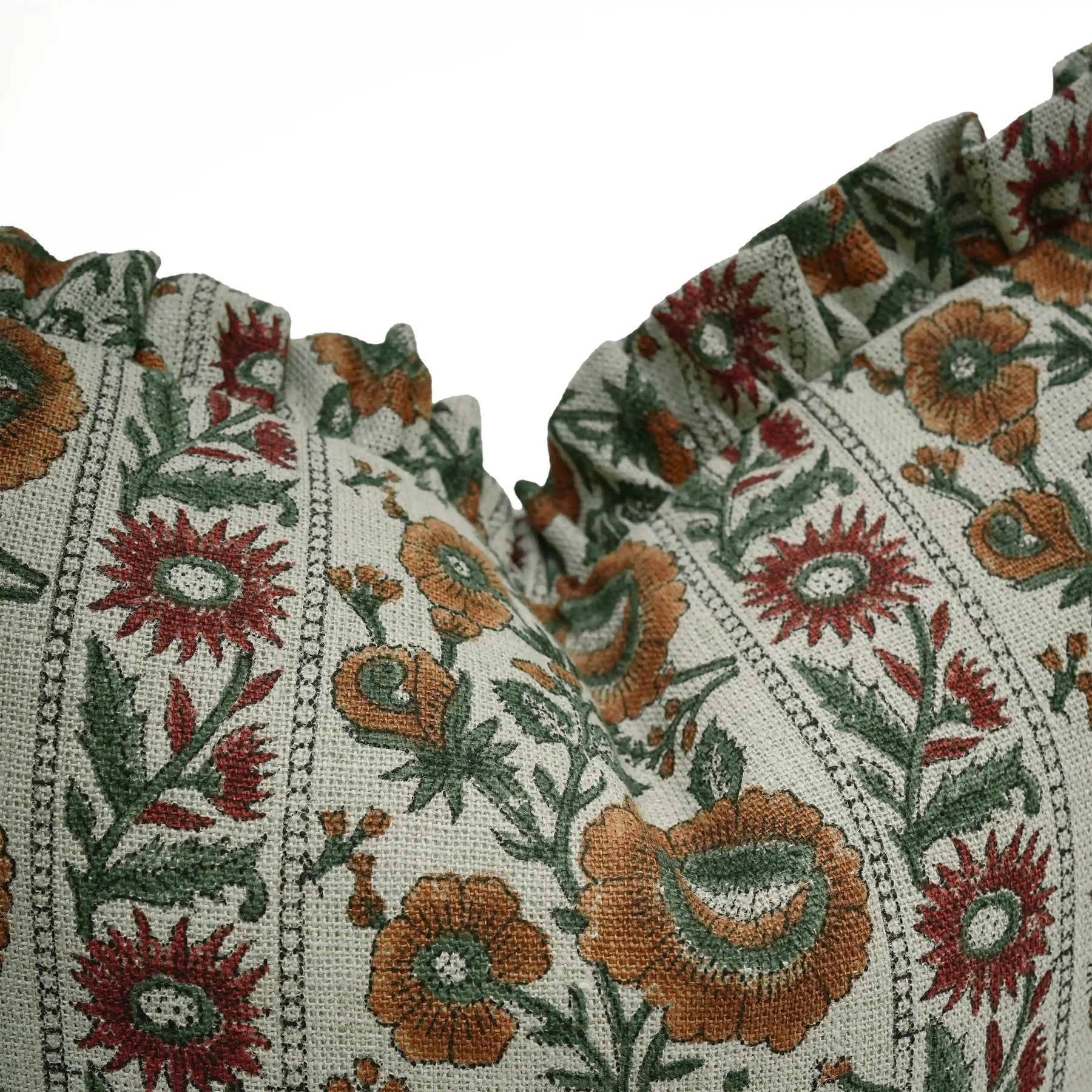 Handmade Block Print Decorative Throw Cushion Cover - Sunflower