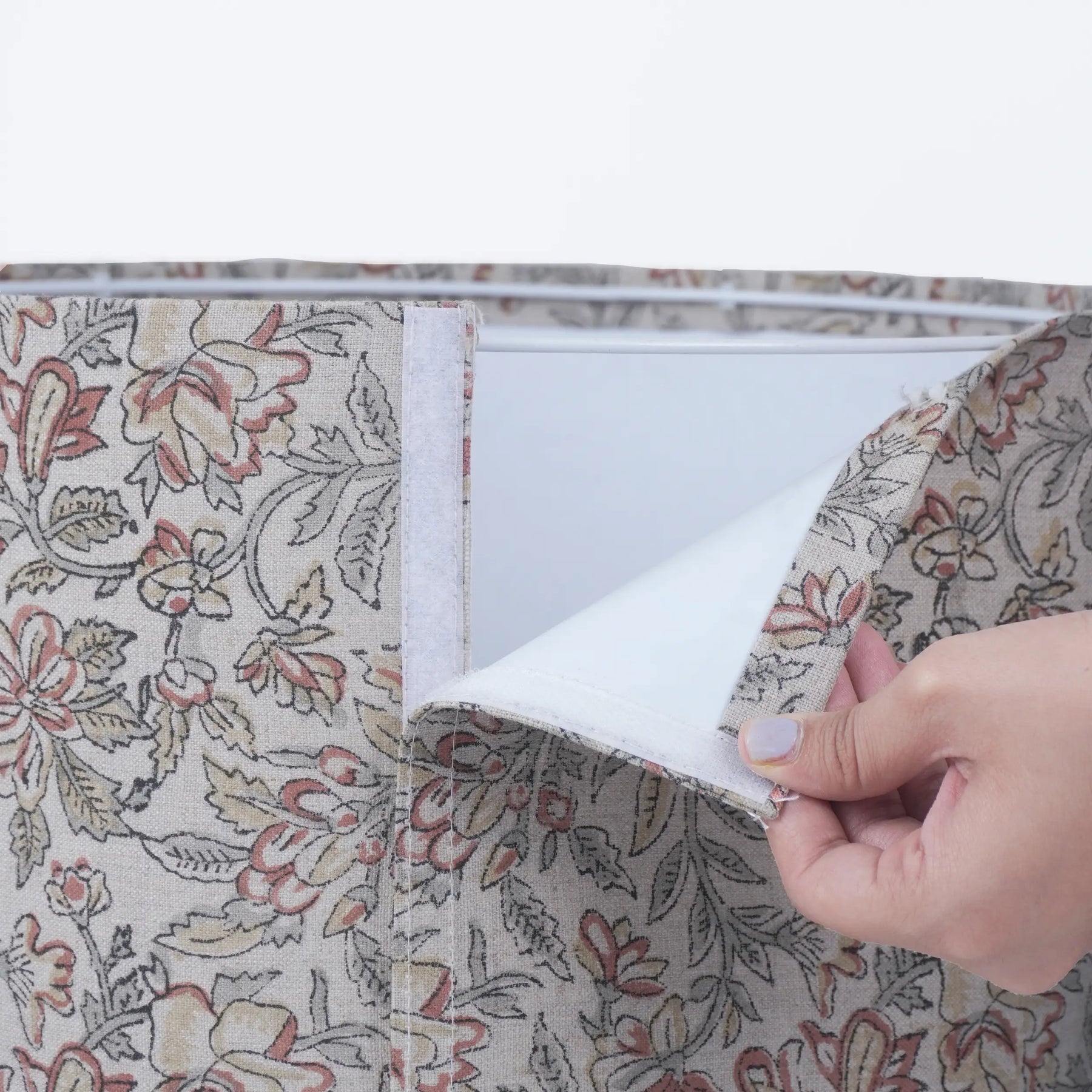 Floral Block Printed Fabric Pure Linen Lampshade – Qudrat